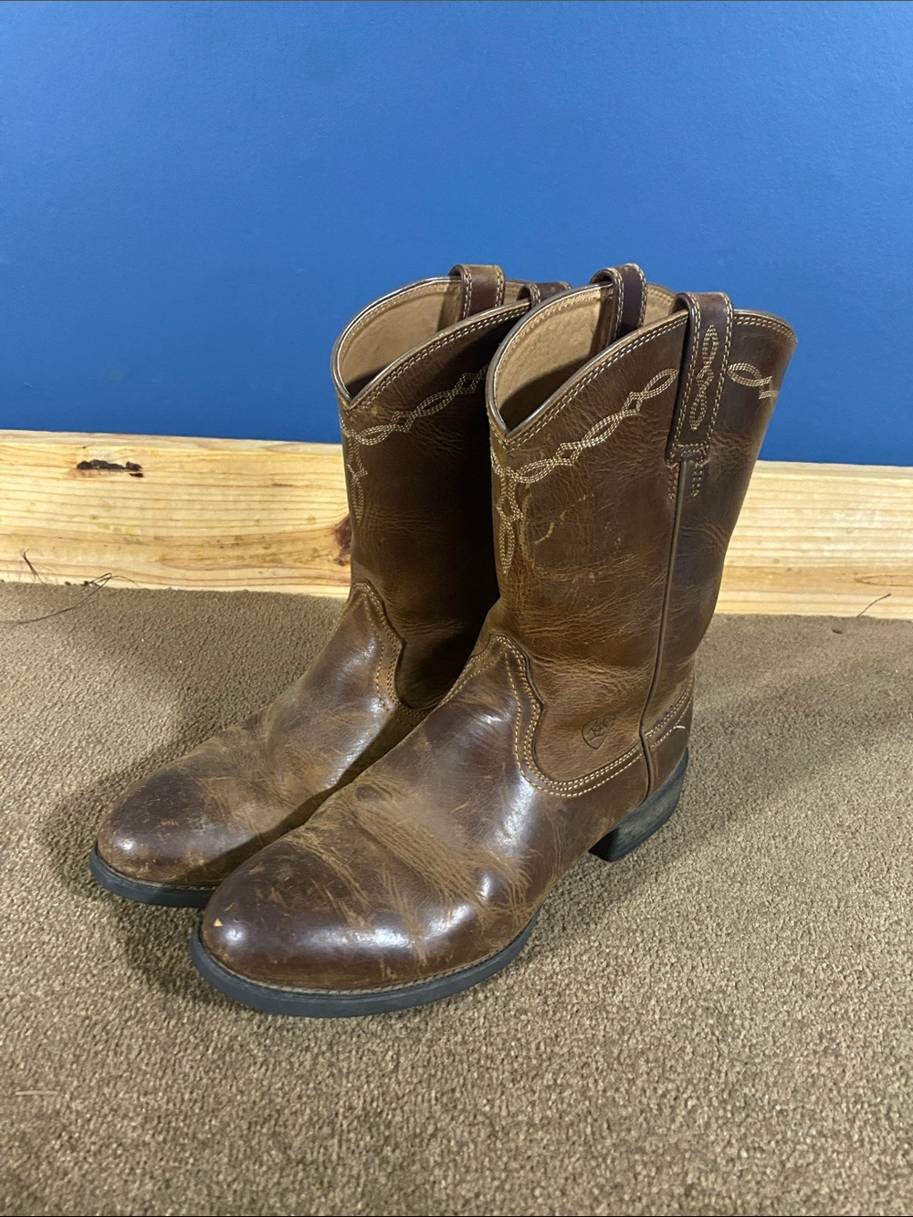 Ariat Brown Leather Cowboy Work Boots